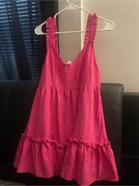 Blu Pepper Bright Pink Ruffle-Trim Sundress Size large NWOT